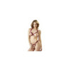 Soutien-gorge ouvert et string rouge à larges bandes sexy 
